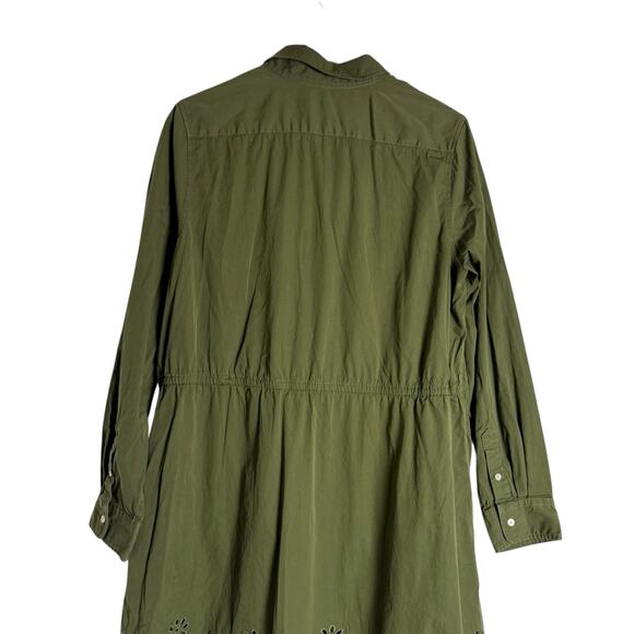 Polo Ralph Lauren Jessica Day Green Cotton Eyelet Drawstring Midi Shirt Dress 14 - Picture 9 of 14